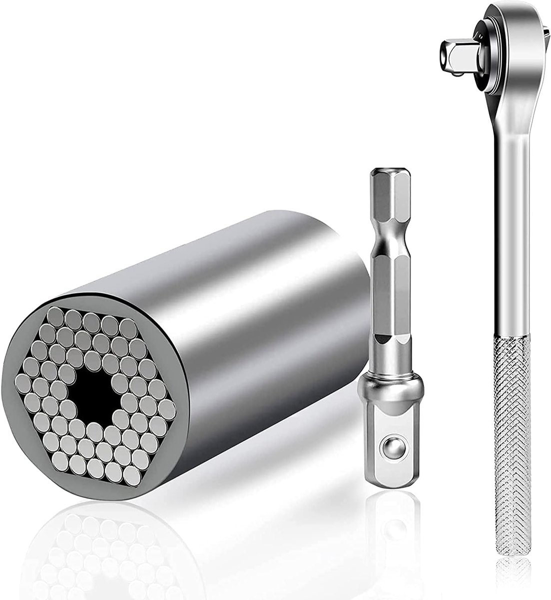 SnelShoppen - 3Delige Universele Steeksleutelset Met Booradapter - Multifunctionele Professionele Gereedschapset Voor Klussers (7mm-19mm) - Perfect Vo