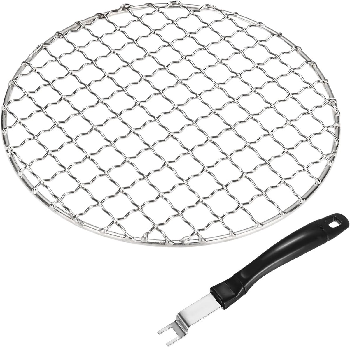 METERXITY 2-pack koelrek, 16,5 cm rond 201 roestvrij staal bakrek met grillrooster lifter grijper voor grillen/koken/stomen/bakken, kruisdraadrooster koelrekken [zilverkleur]