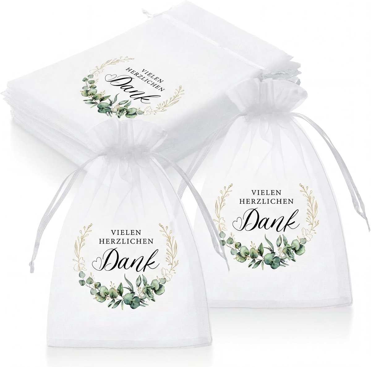 Organzazakjes voor Huwelijksbedankjes Kerstmis Bedankzakjes Bruiloften Organzazakjes Doopfeesten Cadeauzakjes Met Chocoladekoekjes Verjaardagen(30,Vielen Herzlichen Dank)