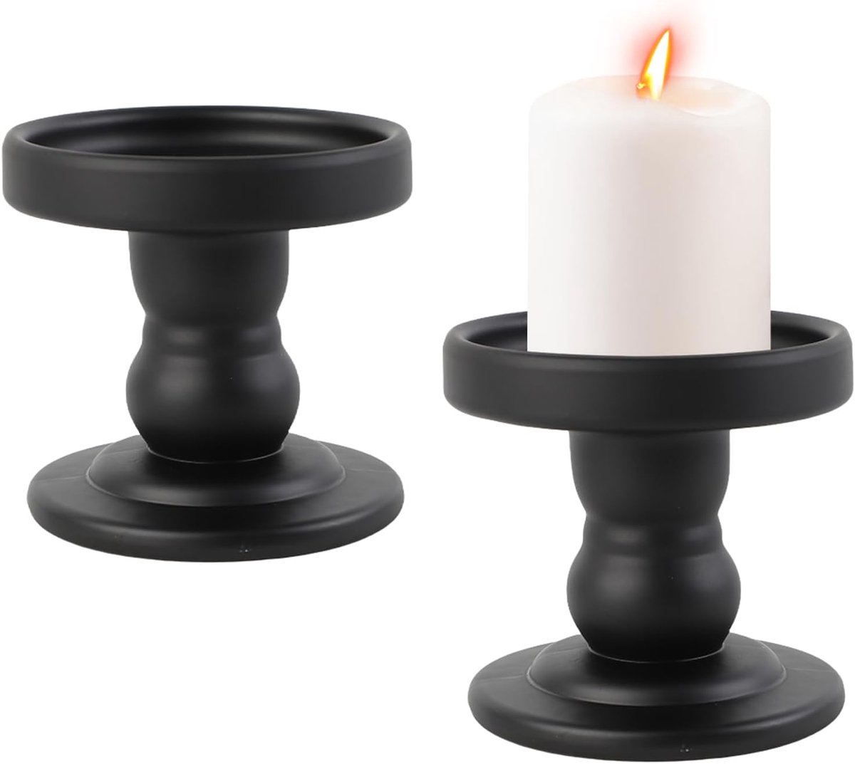 SnelShoppen - 2 Kaarsenhouders Kandelaar Kerst Glas Woonkamer Decoratie voor Geurkaarsen Bruiloften Kerstfeest Eettafel Zwart