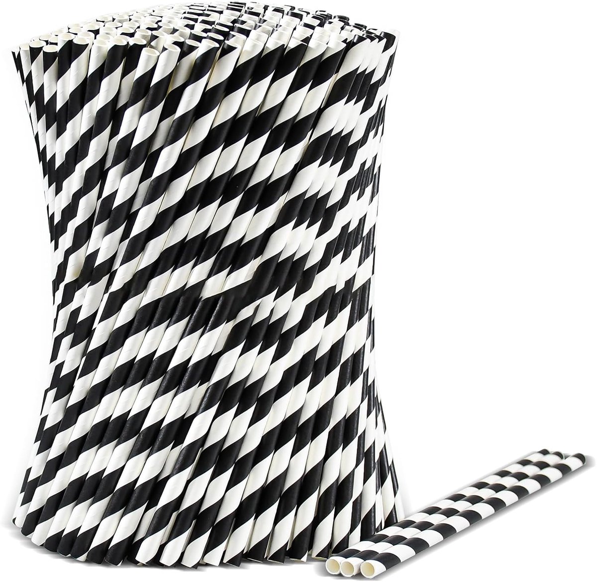 Rietjes, 1000 stuks, voor restaurant, thuis, feest, 19,7 x 0,6 cm, zwart-wit gestreept