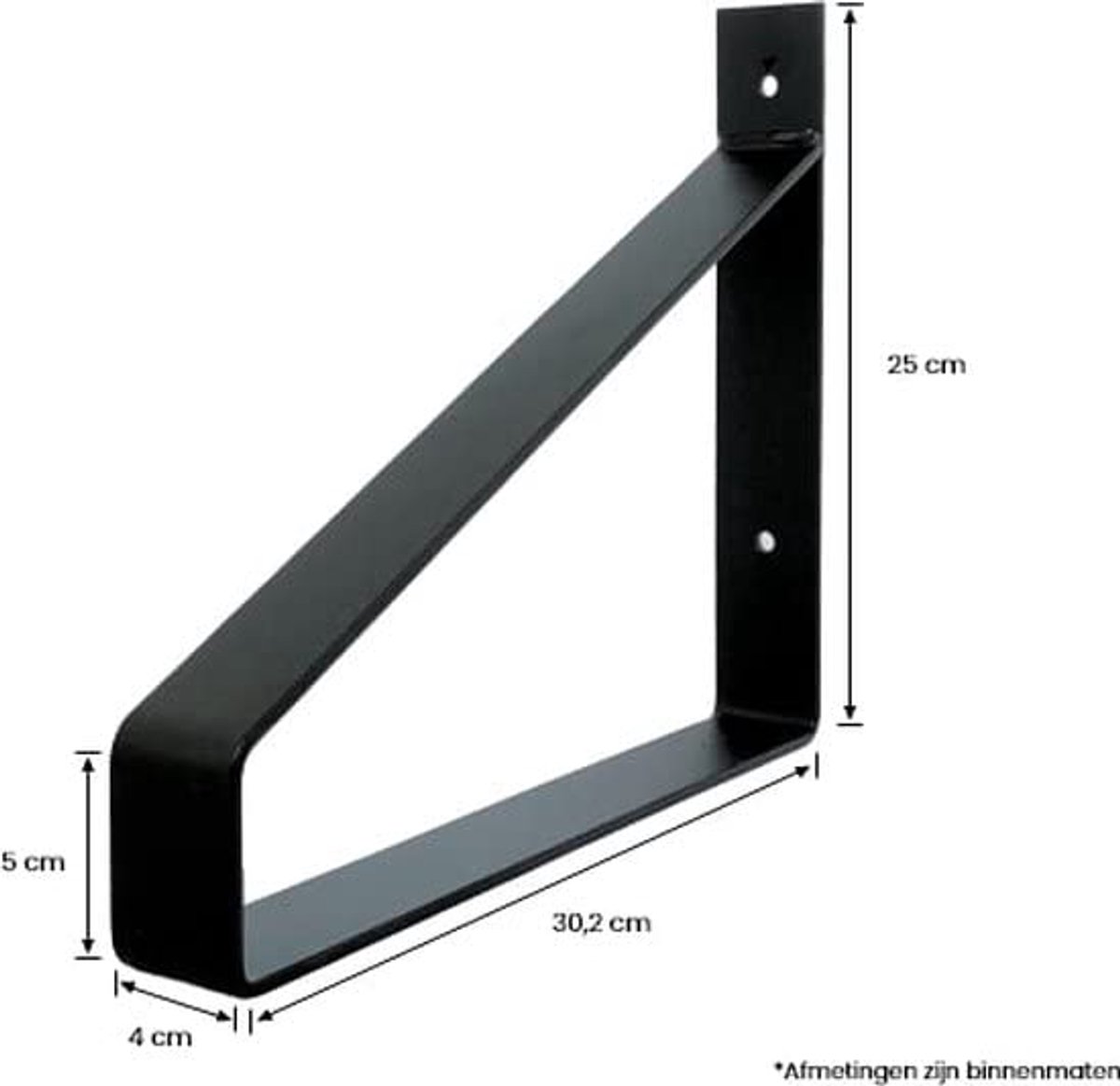 Eiken Wandplank - 120x30 cm - Industriele Plankdragers - Staal - Mat Zwart