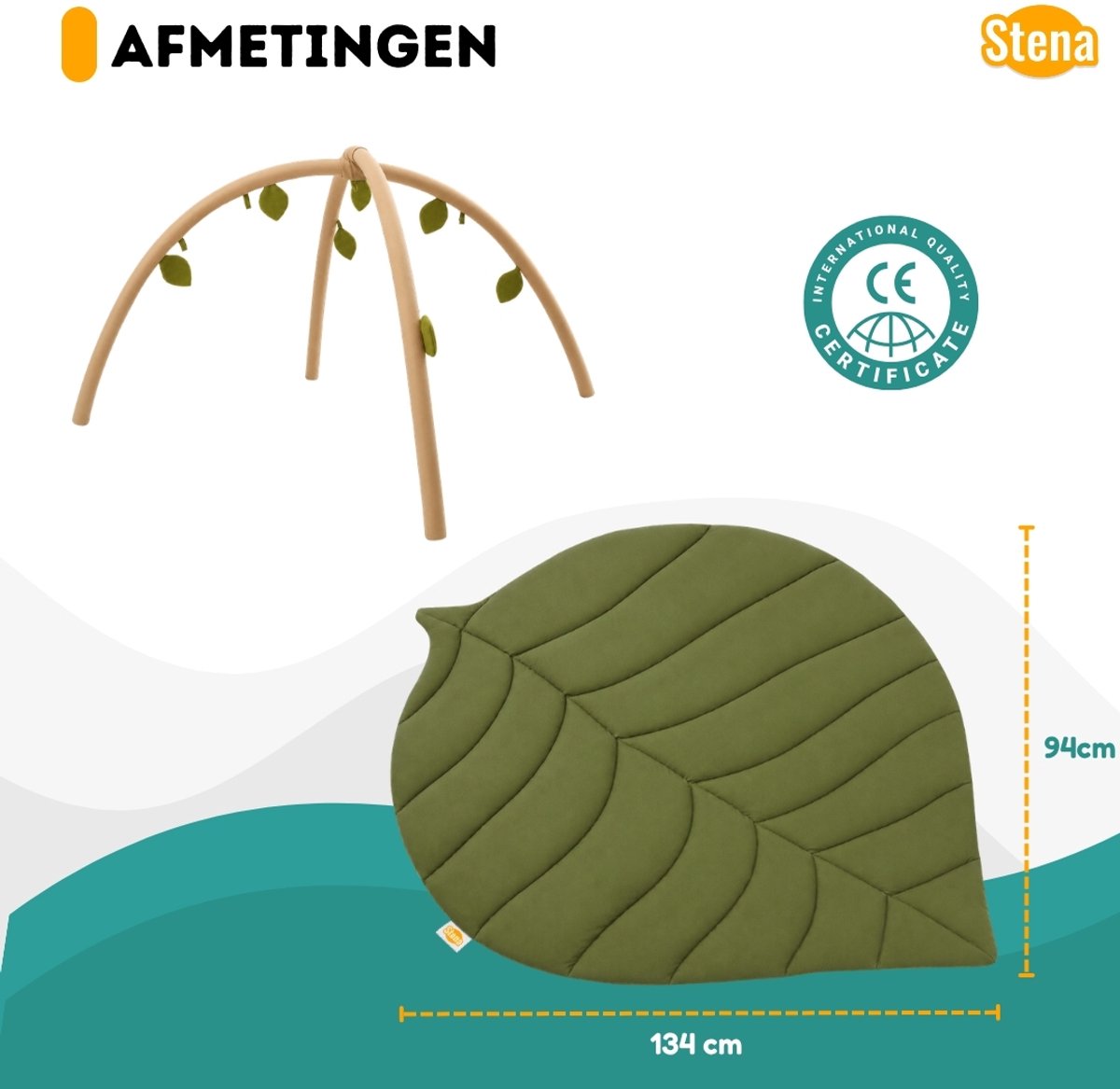 Stena Babygym - Speelkleed Baby met Boog - Jungle+ - 8 Speeltjes - Speelmat - Trendy Design - 0 tot 18 Maanden — afbeelding 9