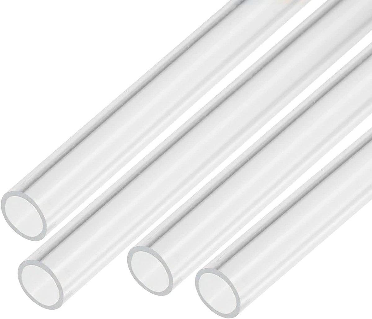 sourcing map Transparante acrylbuis, stijf, rond, 4 stuks, 10 mm, ID 12 mm, buitendiameter 15 cm, voor lampen en zaklampen, waterkoelsysteem