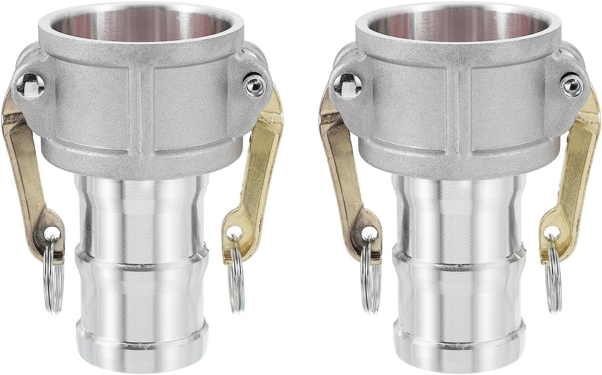 2 stuks 2 inch aluminium nokvergrendelingsfittingen - mannelijke adapter x vrouwelijke NPT-draad, snelkoppelingskoppeling nokvergrendeling slangmontage, corrosiebestendig (deel C nokgroeftype)