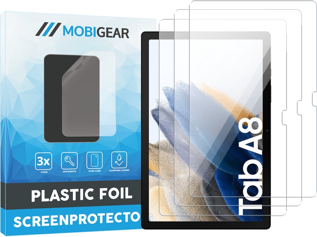 Mobigear Screenprotector geschikt voor Samsung Galaxy Tab A8 10.5 (2021) | Mobigear Screenprotector Folie - Case Friendly (3-Pack)