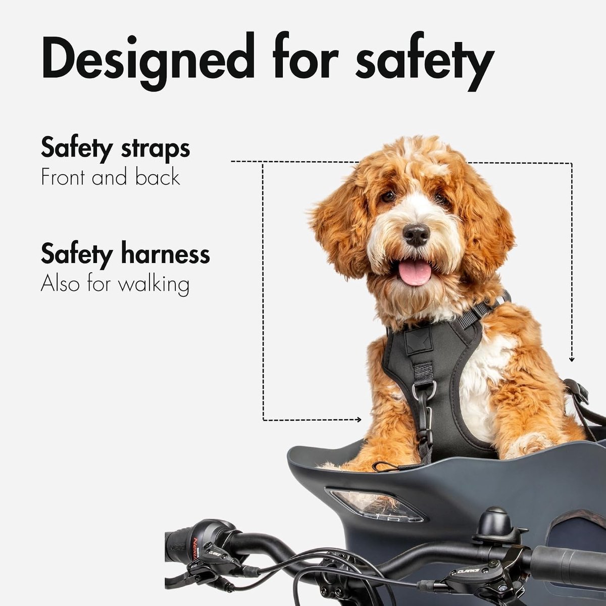 Fietsmand voor Honden - Hondenmand Fiets - Samen Fietsen - Bekroond Ontwerp - Tot 12kg - Midnight Gray