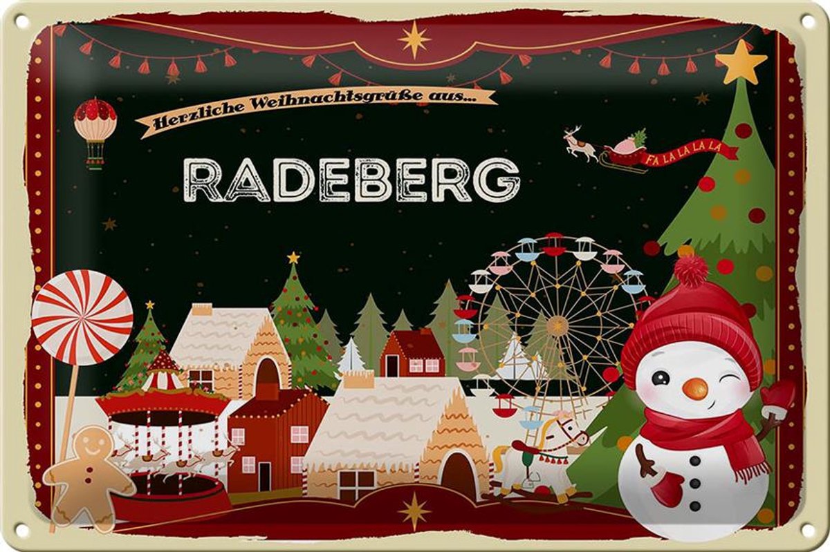 Blechschild Weihnachten Grüße RADEBERG 30x20cm