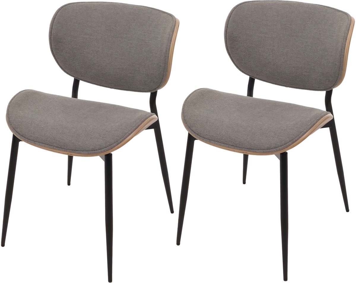 MCW Set van 2 eetkamerstoelen MCW-O45, gebogen hout, stof (370 g/m²), MVG-gecertificeerd ~ naturel, lichtgrijs