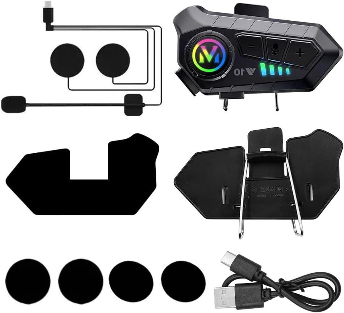 Motorhelm headset - Bluetooth intercom - Muziek en bellen - Dubbele ruisonderdrukking - IPX6 waterdicht - Zwart