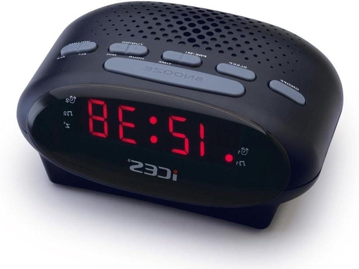 Klokradio met Wekker - Digitale Radio - Wakker Worden - Dubbele Alarmtijden - 06 Inch Display - Zwart