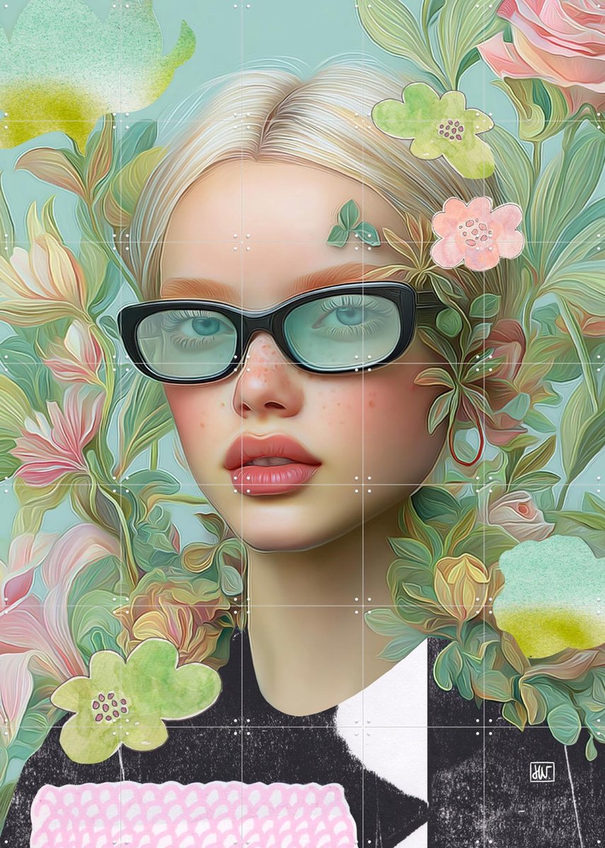 IXXI Re Created Her, Henriette Visscher - 100 x 140 cm - Gratis ophangtool - Grote wanddecoratie en posters - Kleurrijk, Modern, Digitale Kunst