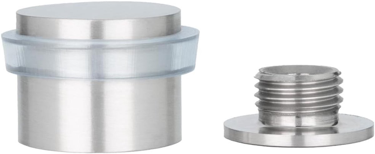 Deurstopper - Roestvrij Staal - 28 x 21 mm - Transparant Rubber - Voor Binnen en Buiten