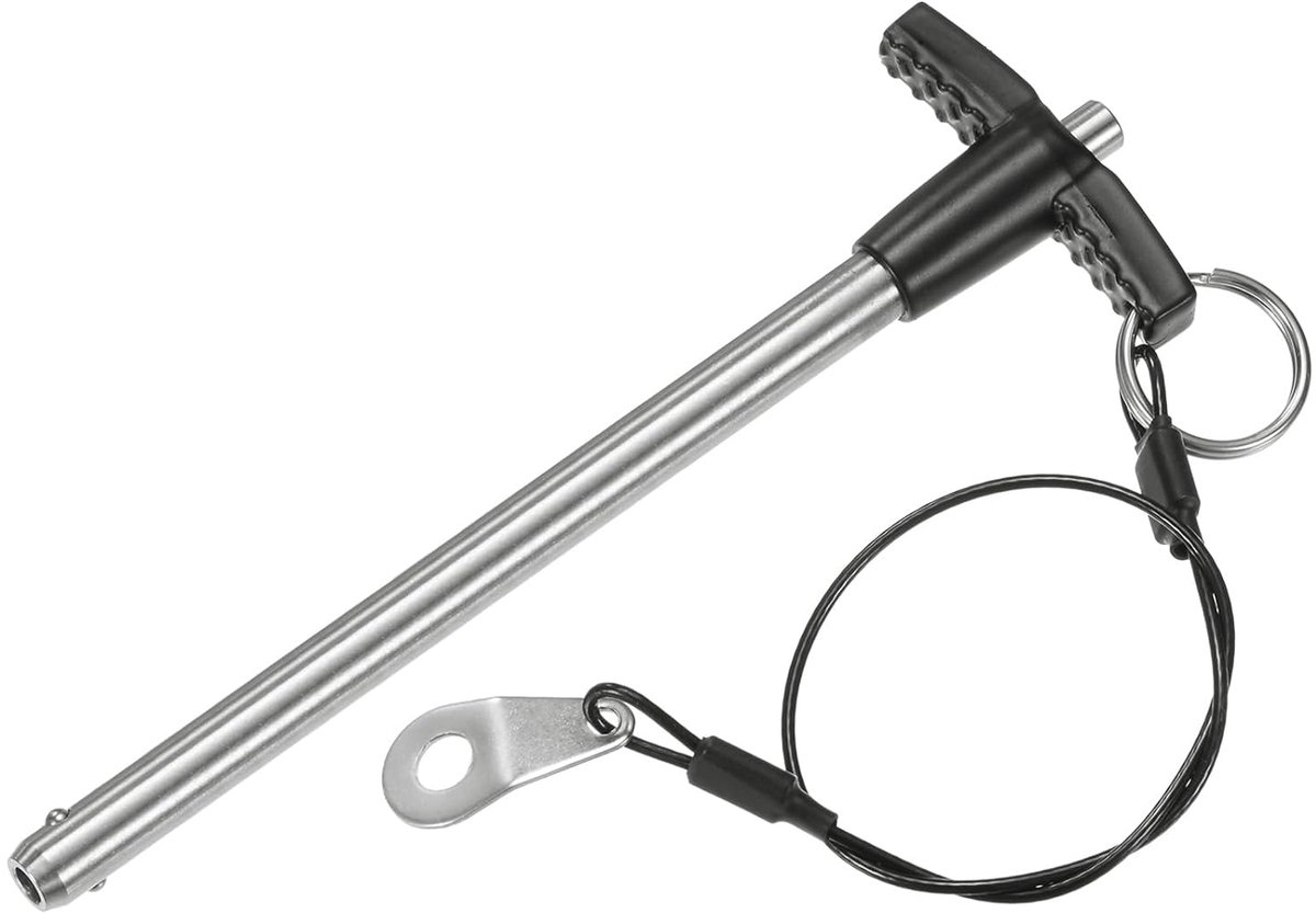 METERXITY T-greep broches, 5/16 inch (8 mm), diameter 100 mm, lang, met Lanyard-kabel voor luchtvaart/sportschool/auto [roestvrij staal 304]