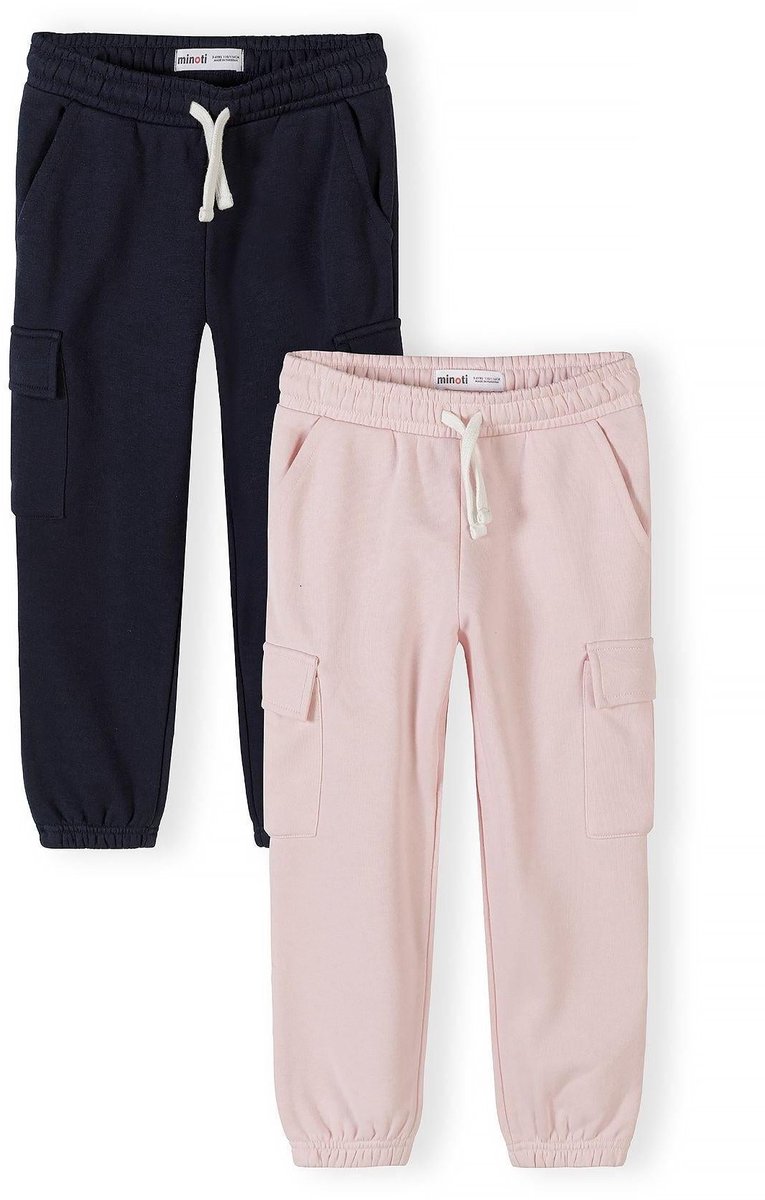Minoti joggingbroek meisjes 2-pack met cargozakken - katoen
