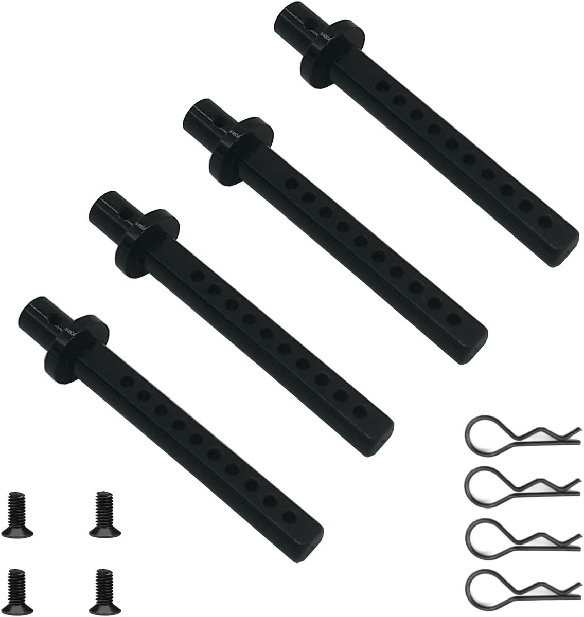 Set van 4 aluminium RC carrosseriepaalbevestigingen met clips voor axiale SCX10 1/10 RC Rock Crawler optieonderdelen (zwart)