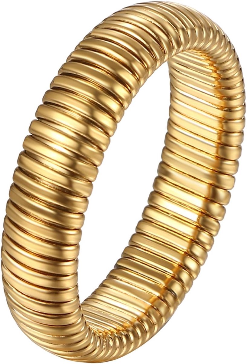 Elastische Chunky Ring Unisex: Goud Zilver Roestvrij Staal Ring Eenvoudig 6mm Echt Klassiek Stretchringen Micro Elastisch Stapelbaar Stressbestendig Stijlvol Geschenk Dames Heren