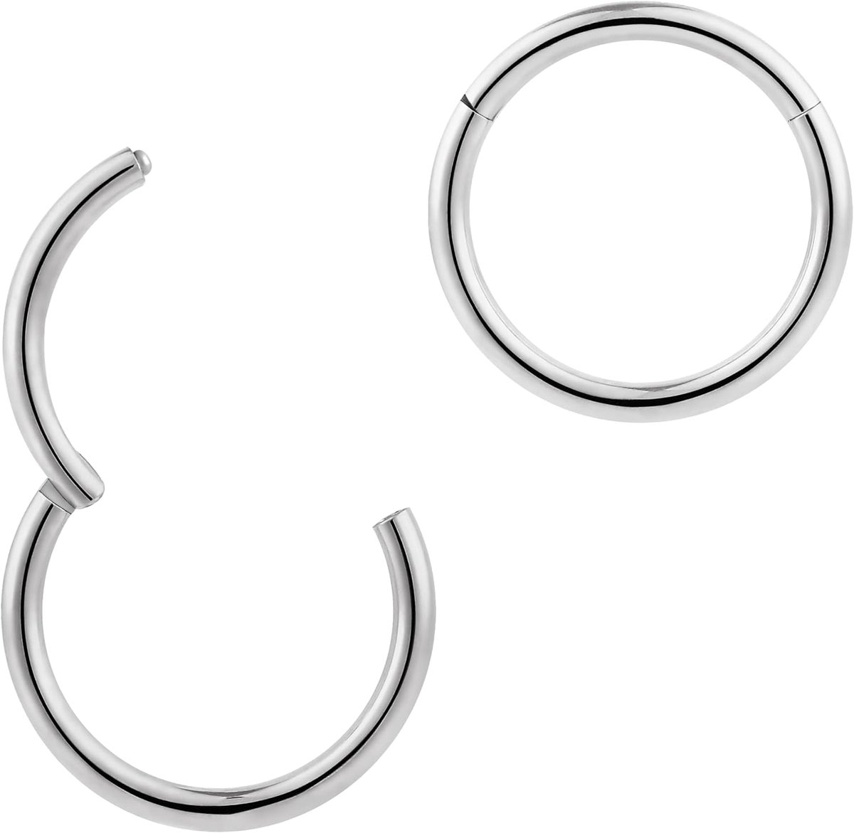 365 SLEEPERS 2 stuks roestvrij staal 16G Unisex scharnierende hoepel segment lip neusring Helix tragus septum sleeper oorbellen 6mm - 16mm