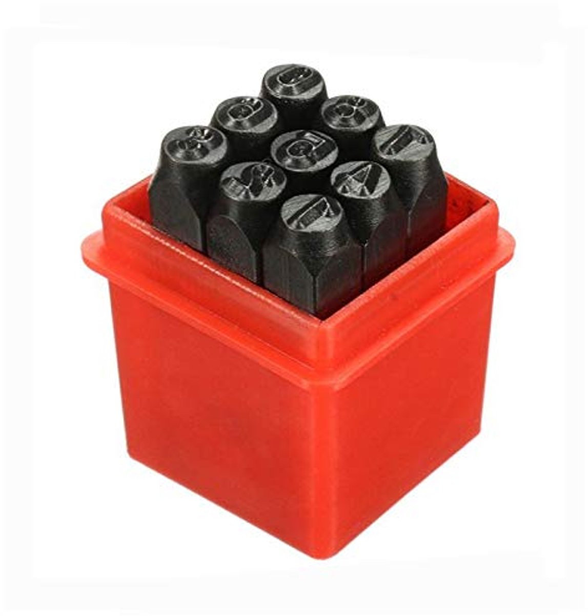 Punch Set Nummerstempel Set Metalen Letter Punch Set met Hoesje voor Lederen Werk & Hout Materialen 9pcs(4mm) Zwart