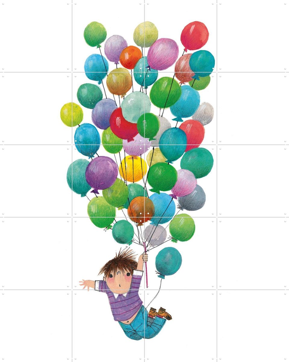 IXXI Fieps Ballonnenfeest, Fiep Westendorp - 80 x 100 cm - Gratis ophangtool - Grote wanddecoratie en posters - Kleurrijk, Tekeningen, Speels