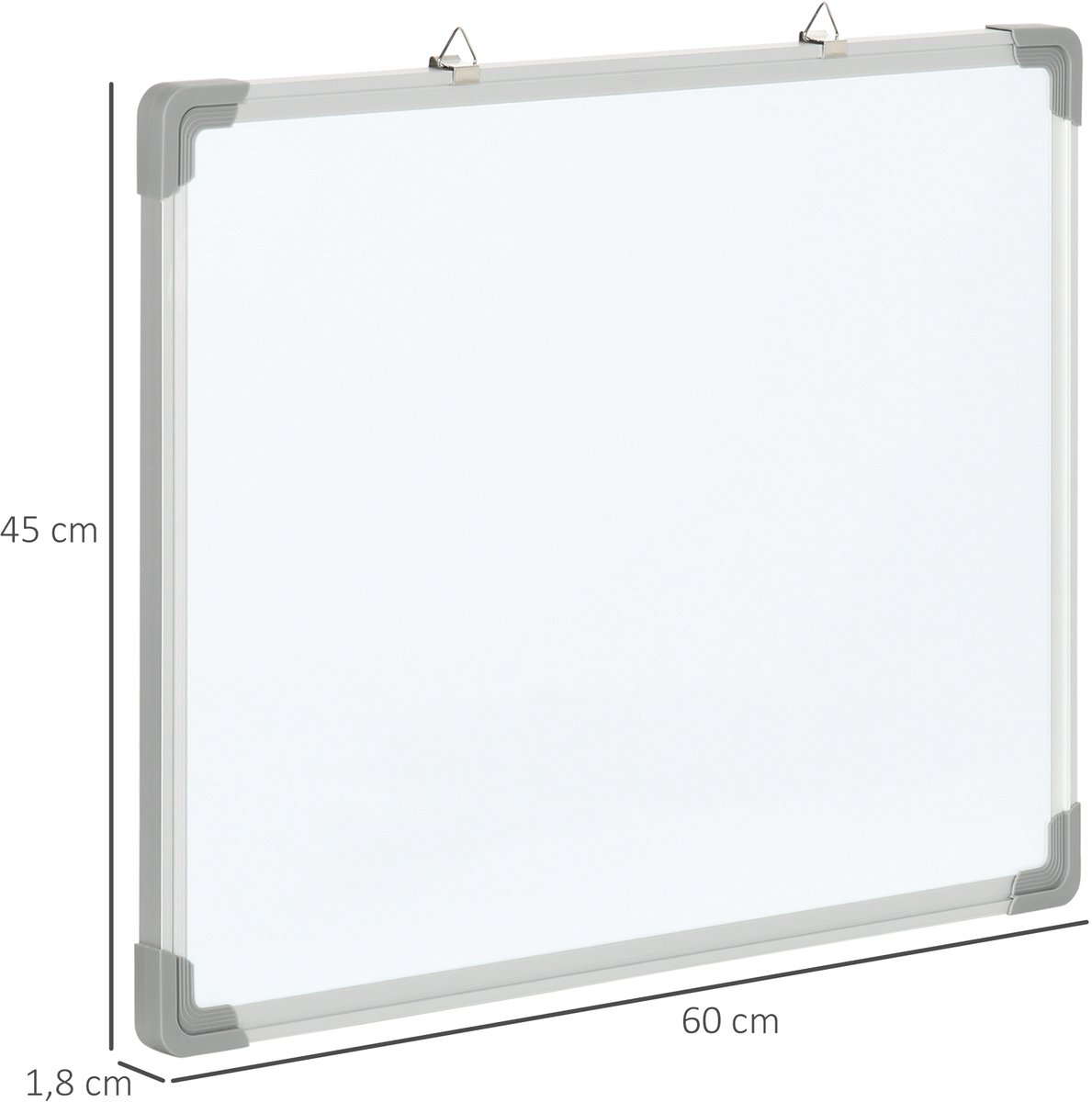 Magnetisch hiteboard met aluminium frame, ca. 65 x 40 cm, inclusief markeerstiften, gummen en magneten, geschikt voor wandmontage, ideaal voor kantoor en thuis