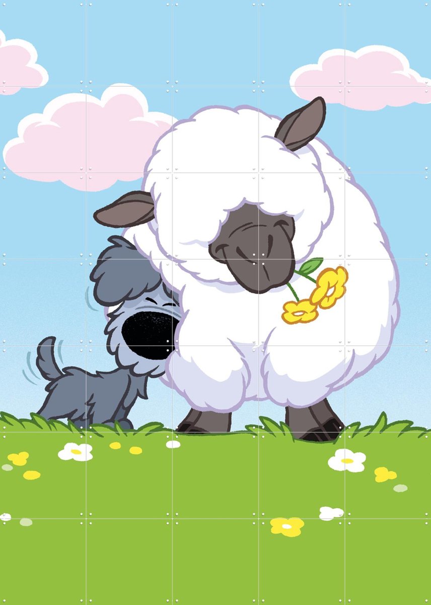 IXXI Woezel & het Schaap, Woezel & Pip & Van Hoorne Studios - 100 x 140 cm - Gratis ophangtool - Grote wanddecoratie en posters - Illustraties