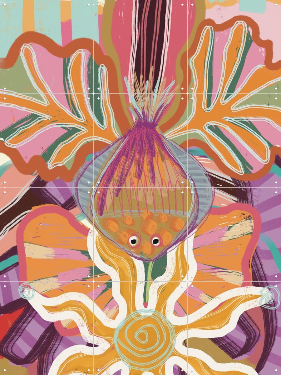 IXXI Wild Orchid, Lotte Snoek - 60 x 80 cm - Gratis ophangtool - Grote wanddecoratie en posters - Speels, Kleurrijk, Illustraties, Modern, Abstract