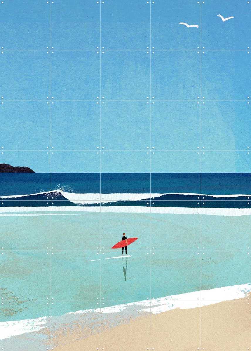 IXXI Morning Surf, Henry Rivers - 100 x 140 cm - Gratis ophangtool - Grote wanddecoratie en posters - Digitale Kunst, Modern, Minimalisme