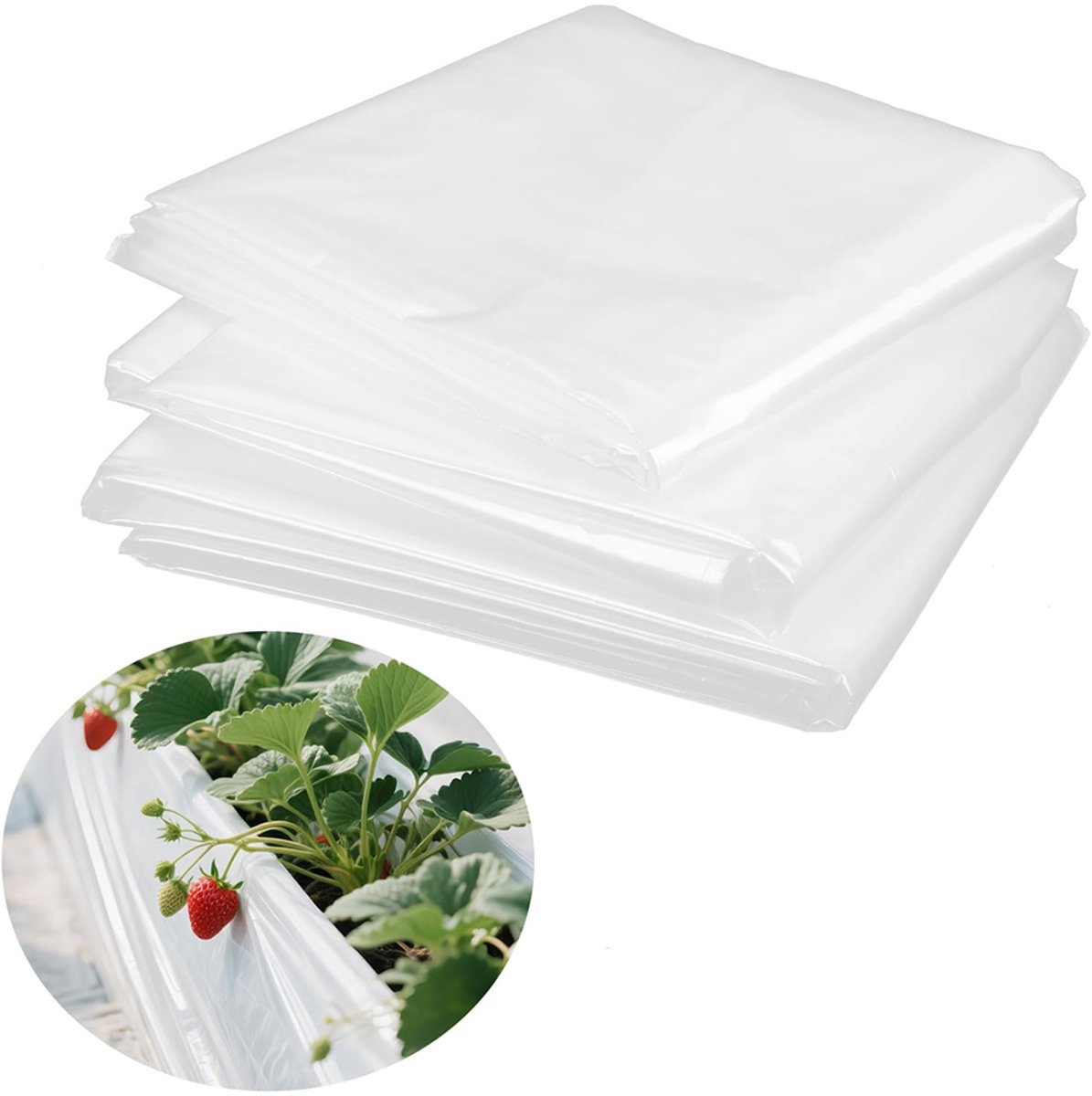 Transparante polyethyleenfolie - 2 x 10 meter - Kaszeil - Tuinfolie - Stofafdekking - Waterdichte en vochtwerende folie - Duurzaam – Landbouwkasfolie – Transparant plastic kaszeil - 4S dikte - Transparant wit