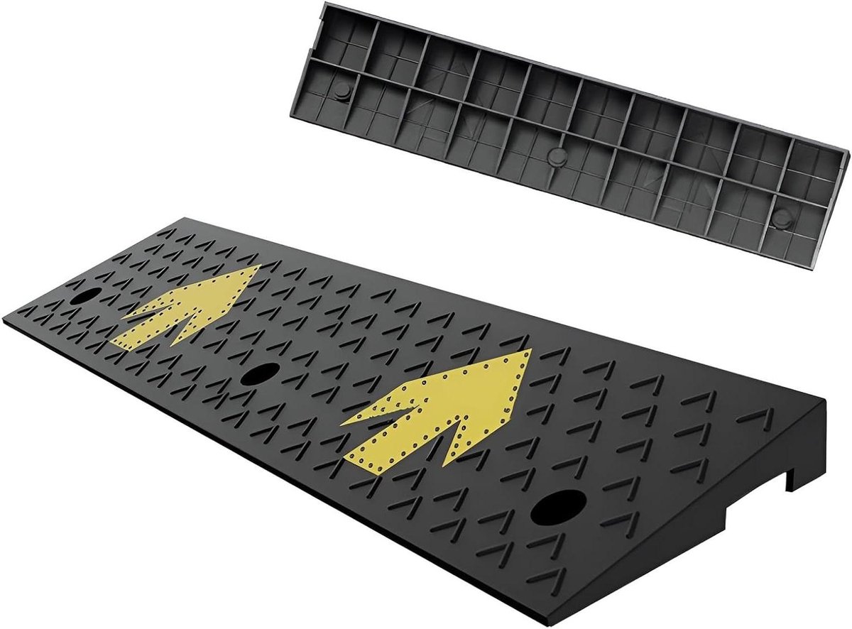 Antislip Drempelhulp - Stoeprand Oprit - Veilige Doorgang Creëren - Hoge Wrijving Textuur - 100x25x4 cm - Zwart