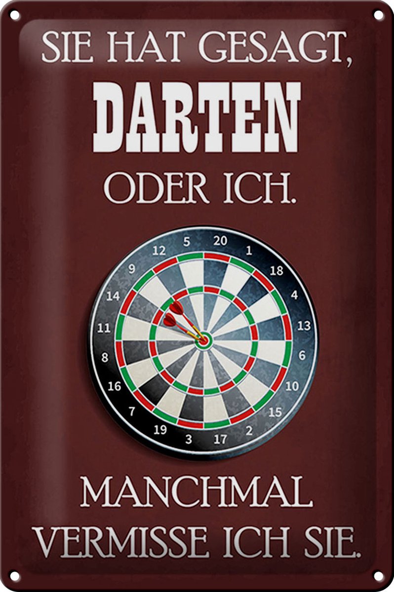 Blechschild Spruch 20x30cm sie hat gesagt Darten oder ich