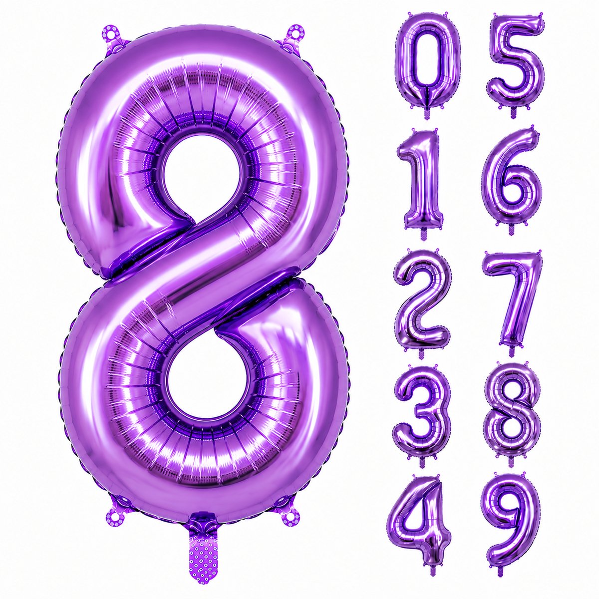Fienosa Paars Cijfer 8 Ballon 101 CM - Nummer 8 - Cijferballon - XL Folieballon - Helium Ballon - Feestversiering - Verjaardag - Leeftijd - Getal