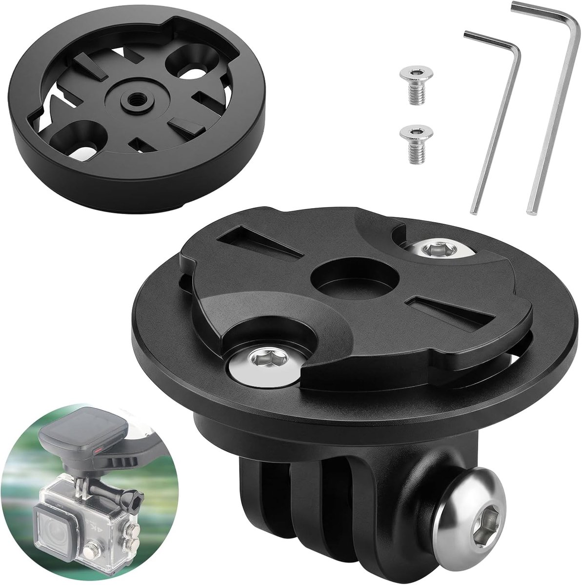 adapter, action cam-adapter, fietslichthouder, 22-24 mm gatafstand, onderbouwadapter met schroeven voor fietscomputer, sportcamera, achterlicht