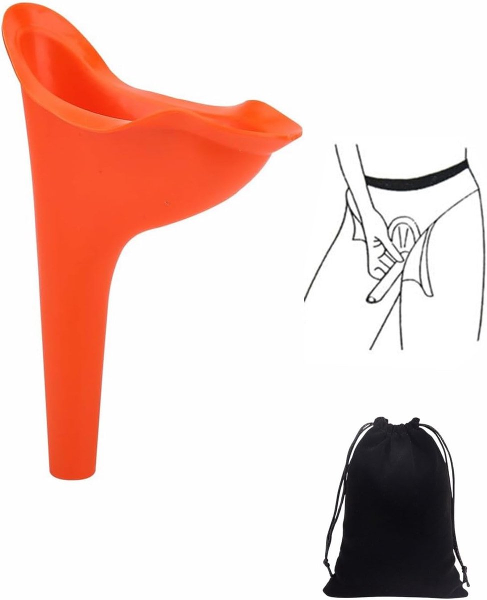 vrouwen, Herbruikbare pijnhulp voor vrouwen met lagerbox, Dragbare vrouwenurinal, Urinella für Frauen Wandelen Camping accessoires für Unterwegs, Camping(oranje kleur)