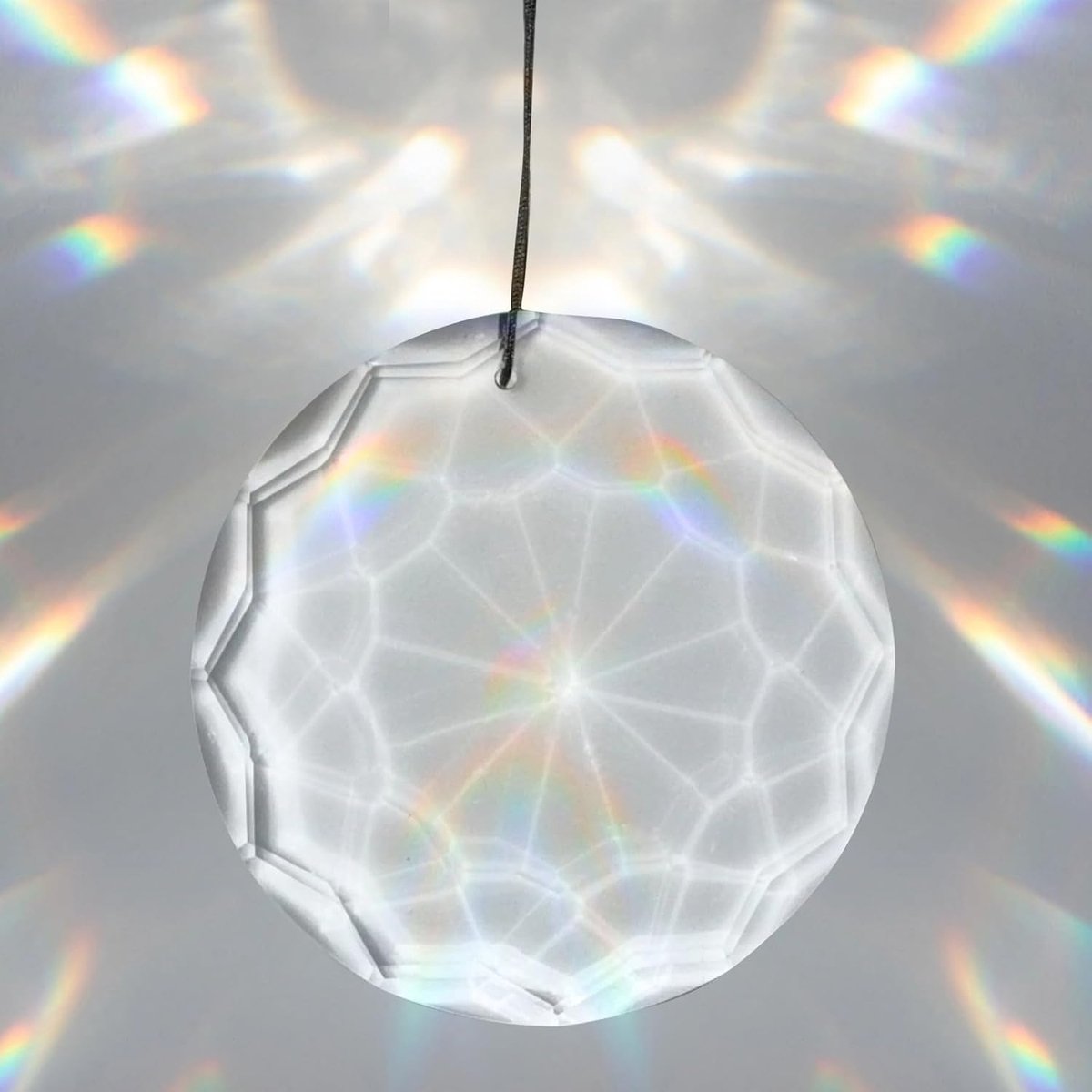 Zonnevanger kristal, zonnevanger van helder bergkristal met levensbloem, lichtvanger, 75 mm, Suncatcher Prisma raamdecoratie, hangend, modern, voor ramen, tuin en balkon, woning, 1 stuk