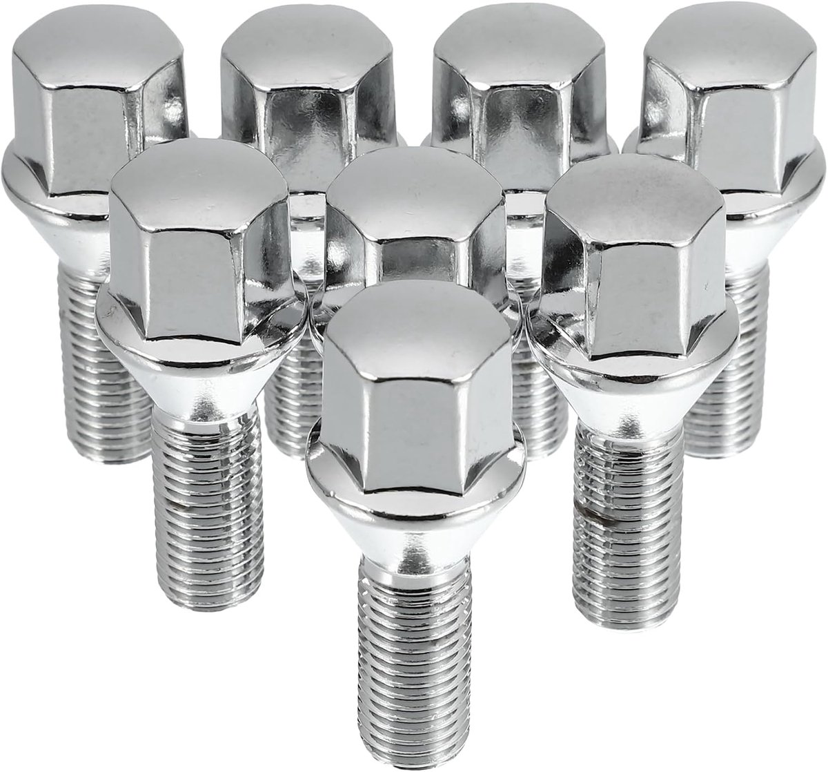 Bouten kegel 60° chroom wielbouten set | chroom, verzinkt staal, dubbele zeskant, diefstalbeveiliging, stalen velgen, 60° conische band, schroefdraadlengte 26 mm