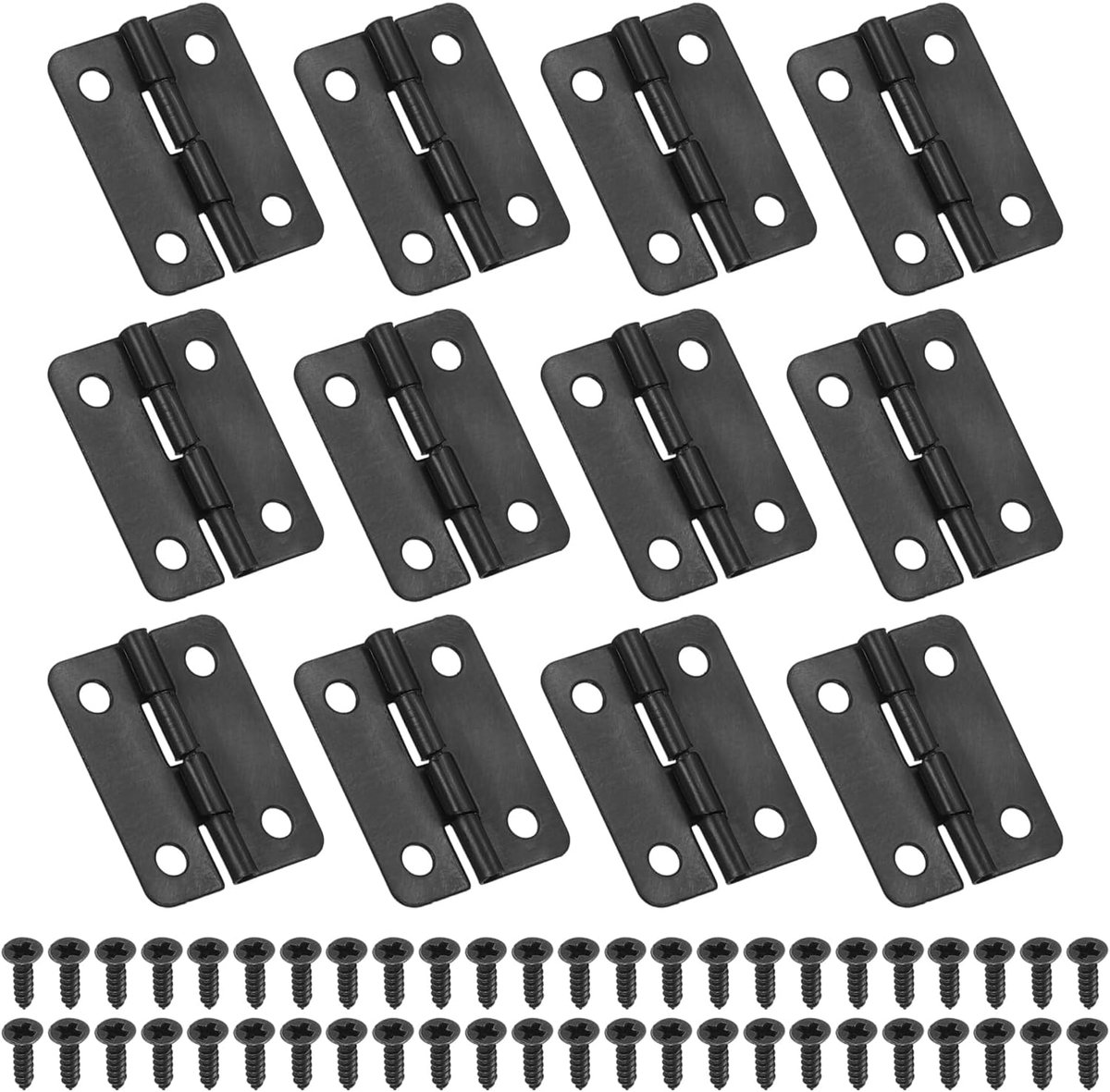 Scharnieren 3,5 cm, 12 stuks mini-sieradendoos scharnier met schroef voor sieraden, houten kisten, kast, ladedeuren, poort, zwart