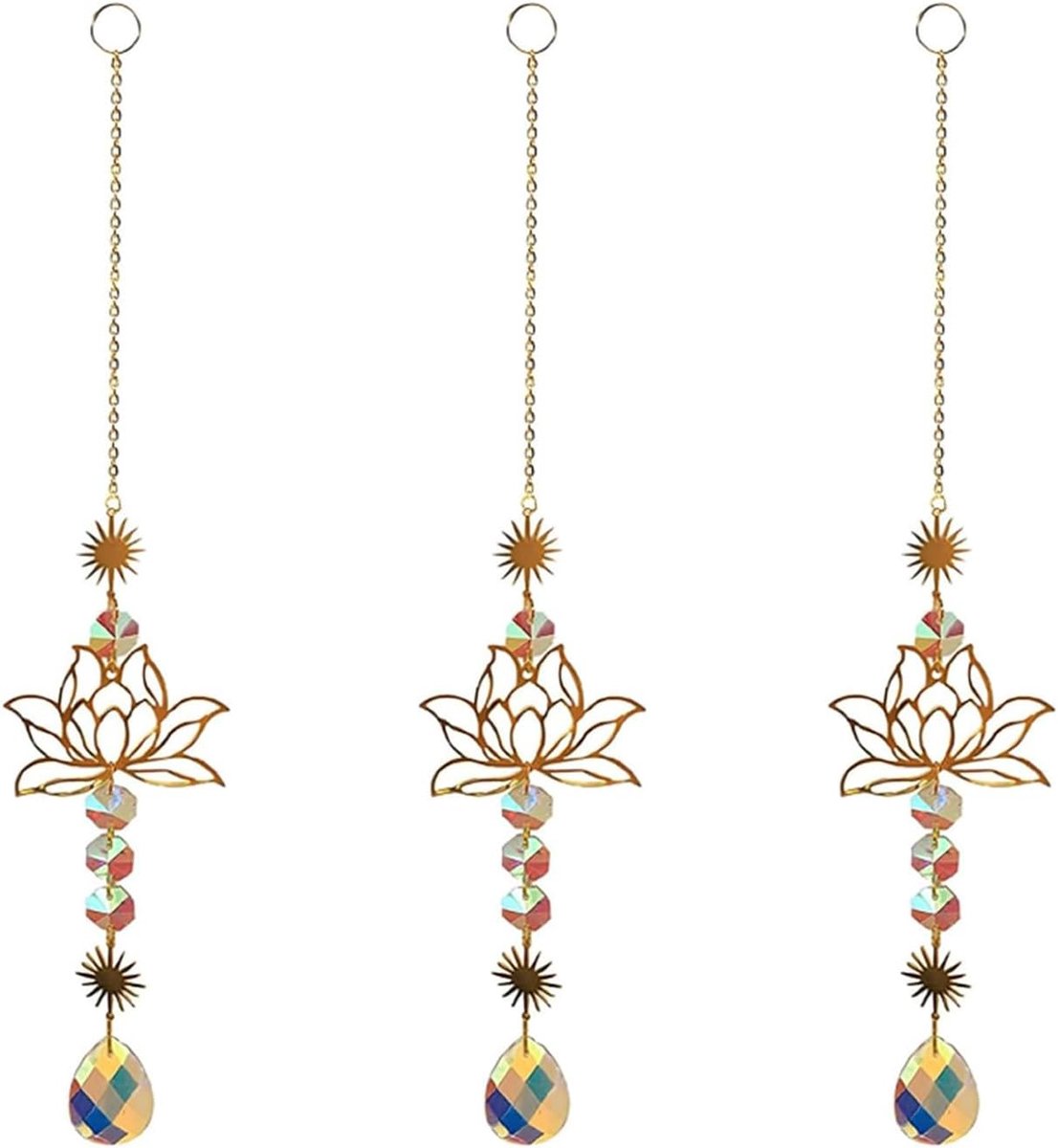 Zonnevangers kristal, zonnevanger, kristal, lotusbloem, windgong, raamdecoratie, hangend, regenboog, zonnevanger voor lichtspel, raam, plafond, woonkamer