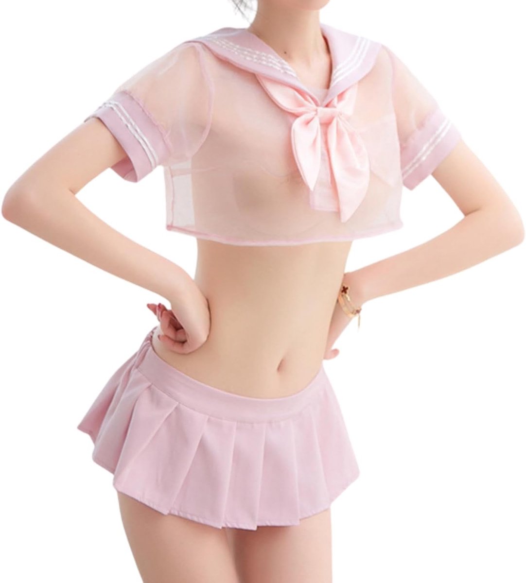 student cosplay dames sexy lingerie JK uniform korte mouwen transparant + plooirok Lolita Anime Sailor outfits Halloween ondergoed set