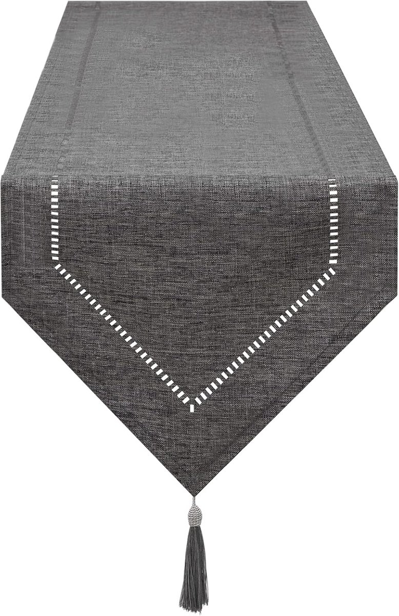 Tafelloper linnen grijs 32 x 275 cm, hoogwaardige linnenlook effen modern onderhoudsvriendelijk voor eettafel, salontafel, restaurant, decoratie