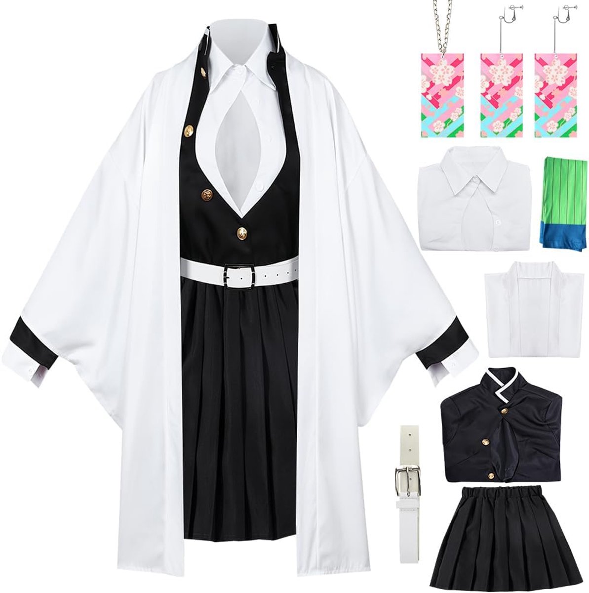 Tanjirou Cosplay, Nezuko Tanjirou Kochou Shinobu Mitsuri kostuumset, kimono cape ensemble, cadeau voor kinderen, Nezuko Tanjiro kostuum voor carnaval, Halloween, Kerstmis