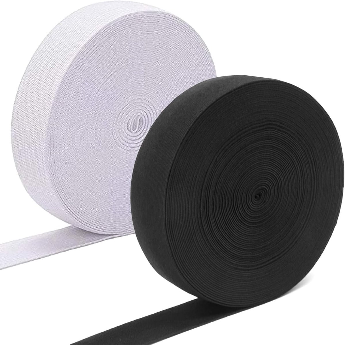 Elastiek voor het naaien van 20 mm breed, 12 m lang zwart-wit elastische banden, dik gebreid en hoge elasticiteit, perfect voor doe-het-zelf knutselen, tailleband, broeken, pruiken hoofdbanden