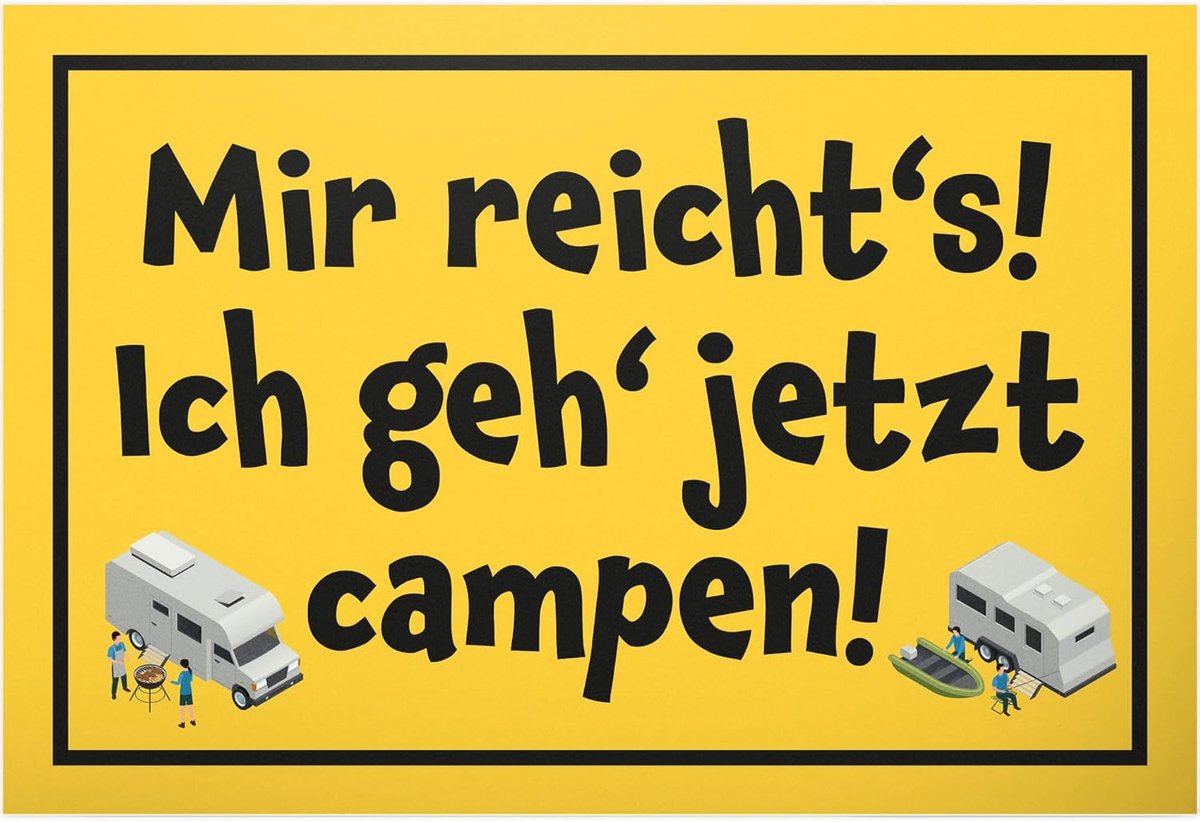 Campeb Kunststof bord 30 x 20 cm - grappige campingdecoratie - spreukenbord voor campingfans - cadeau-idee voor campers - grappige spreuk wanddecoratie deurbord voor camper en caravan
