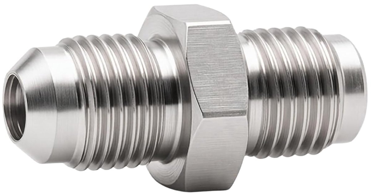 Dubbele Nippel Roestvrij Staal Mertisch M10x1.0 / AN-3 JIC-schroefdraad 1 stuk