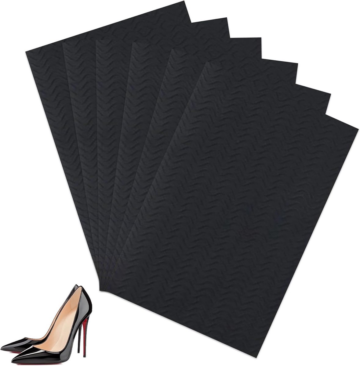 Set van 6 antislipzolen, rubberen zool voor reparatie, op maat te snijden, antislip en geluidsreductie, bescherming van gladde of gestructureerde schoenzolen