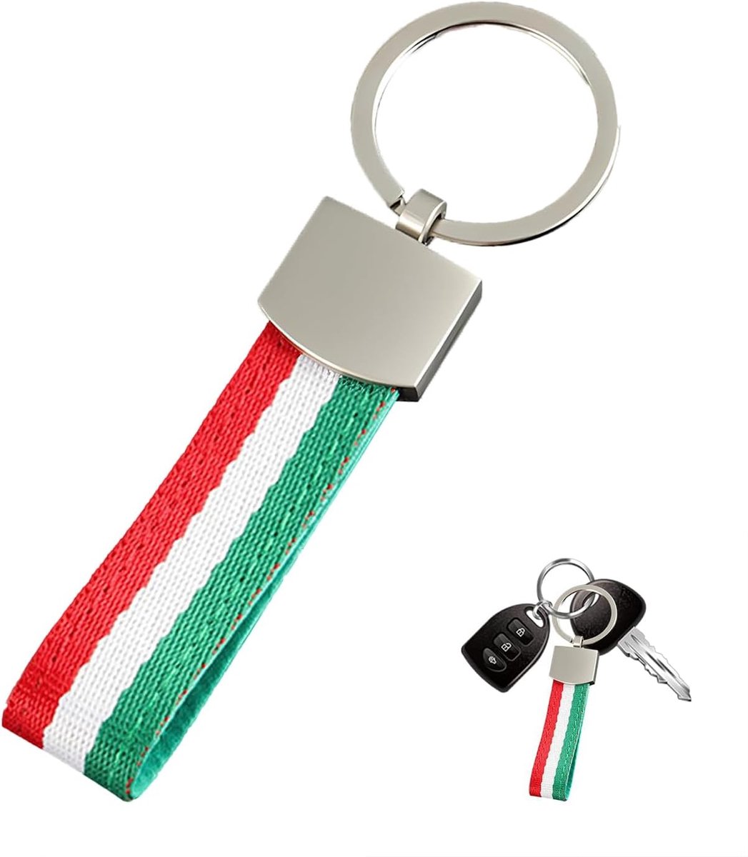 Vlag van Italië, autosleutelhanger van nylon elastisch linnen voor mannen en vrouwen met sportief design voor sleutels rugzakken Modieus accessoire