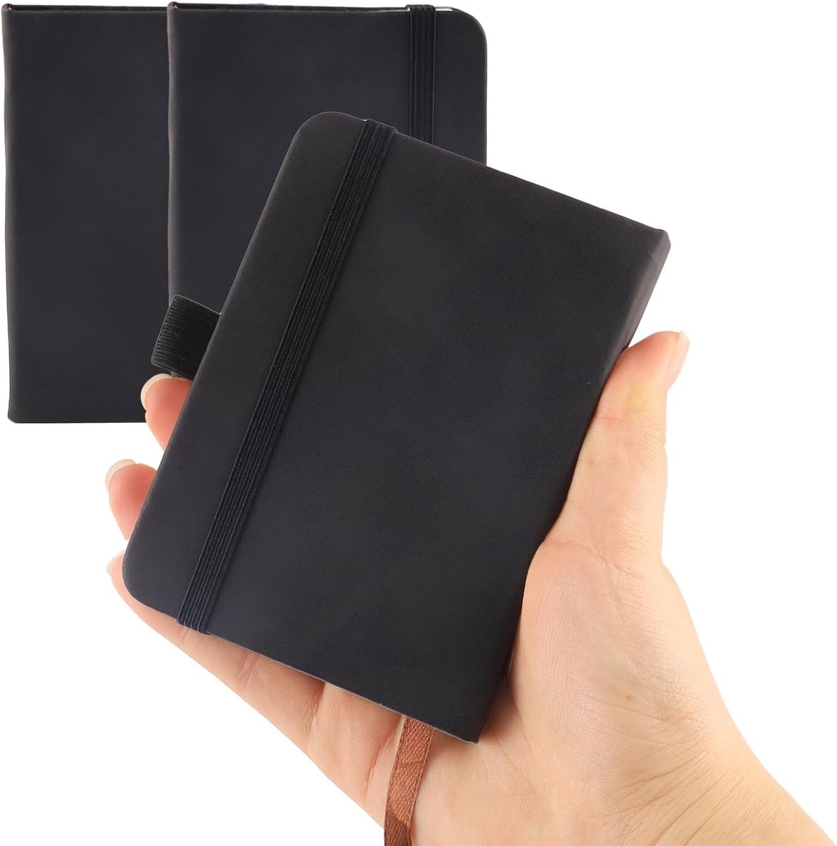 2 stuks zaknotitieboek Klein notitieboek dagboek, A7 notitieboek, klein notitieboek zak-notitieboek Mini-zakjournal Klein notitieboek Zwart leer Voor kantoorwerkzaamheden