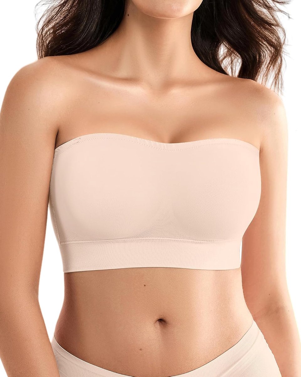 Strapless beha voor dames, zonder beugel, naadloze push-up bandeau-beha met antislip siliconen, strapless beha als bralette & tube top, gevoerde beugelloze beha voor dames