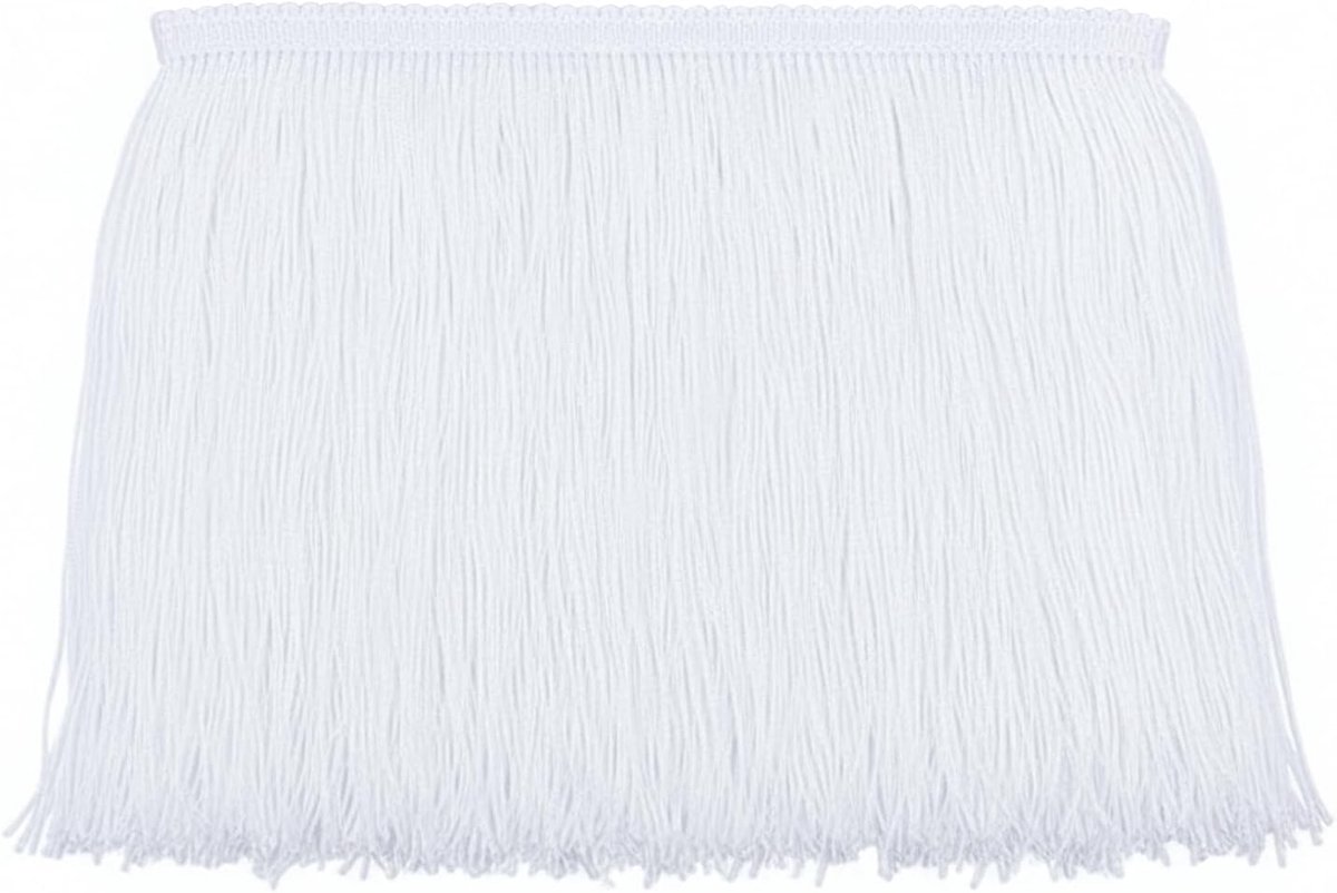 10 yards lengte 15 cm franje boord, zijden franjes kwastje franje decoratief lint, franjes gesneden voor doe-het-zelf knutselen, kleding, kostuums, decoratie, dansfranjes om te naaien (wit)