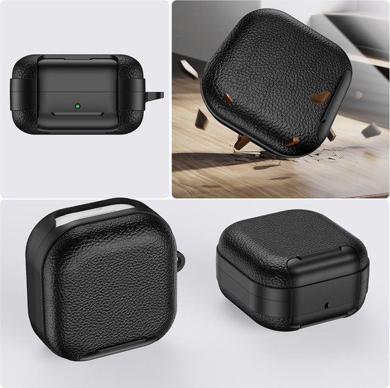 Hoesje voor Samsung Galaxy Buds 4 Pro met Karabijnhaak PWZ Oranje - Lederen Textuur Drop Protective Hard met Standaard en Veiligheidsslot voor Samsung Galaxy Buds 4 Pro van hoesje — afbeelding 3